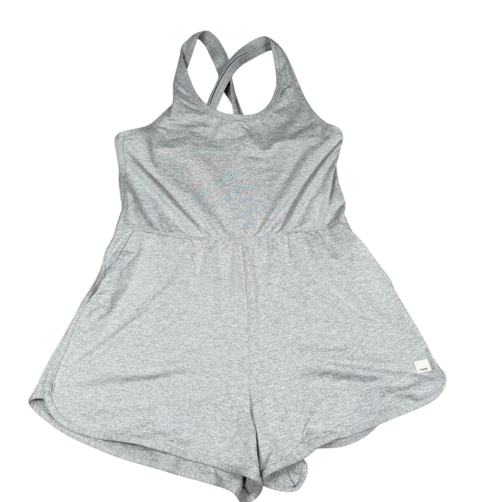 Vuori Lux Romper Heather Grey VW3037 Womens Size Medium Cross Back Activewear